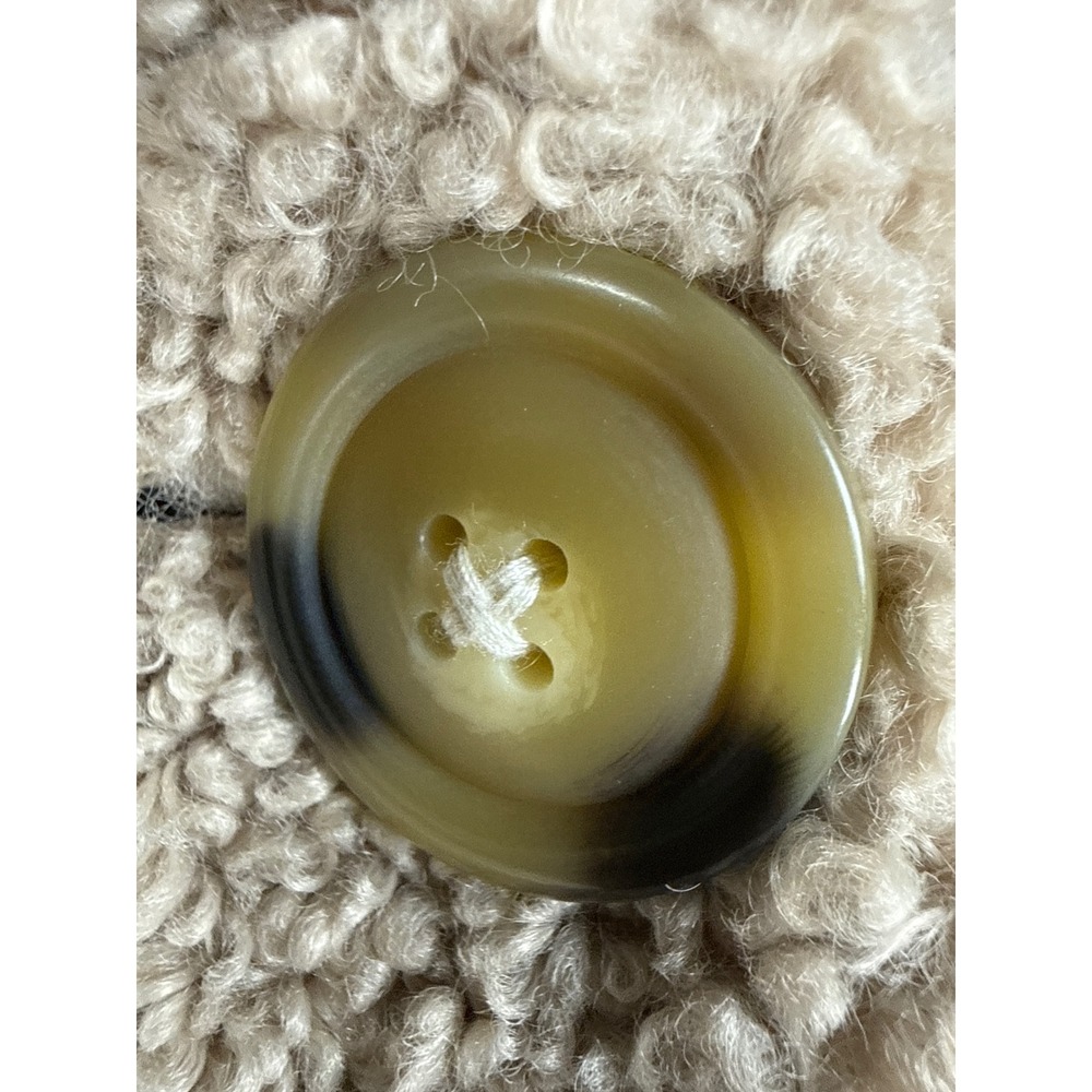 Boden Winter Teddy Coat Size 2 Beige Pockets Retro Faux Shearling Button Front - Picture 10 of 15
